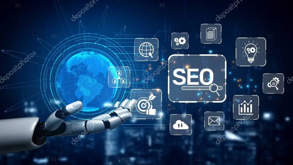 Modern website interface with AI analytics overlays